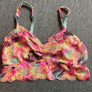 PINK Victoria's Secret Tropical Palm Lace Adjustable Strap Bralette Size Small
